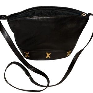 Paloma Picasso Tiffany Vintage Black Leather Shoulder/Crossbody Bag